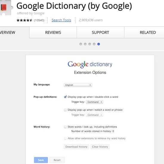 Google Dictionary